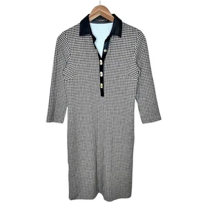 Vestido J. McLaughlin Falcon Pata de Gallo Talla XS Imitación Cuero Cuello Prep Heritage - Imagen 1 de 14
