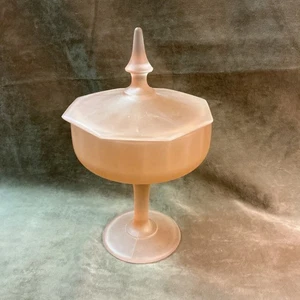 Vintage 1920s Jeanette glass pink satin covered candy dish art deco - Picture 1 of 5