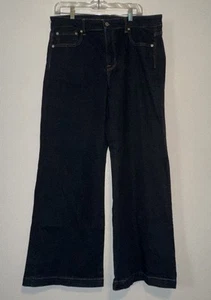 American Eagle Jeans Women’s Size 16S Dark Blue Denim Wide Leg Super Stretch - Picture 1 of 4