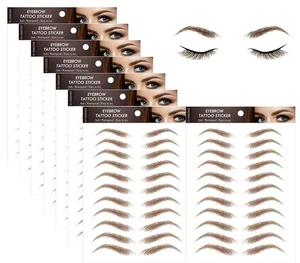 Autocollants tatouage sourcils 4D en forme de cheveux - 88 paires 11 paires (paquet de 8), marron - Photo 1/9
