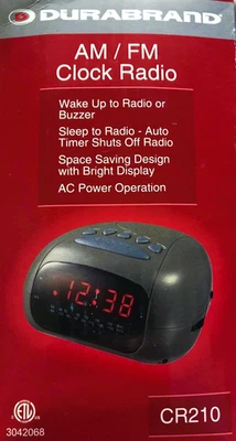 NEW - Durabrand CLOCK RADIO CR210 AM/FM Alarm Snooze Sleep Red Number Digital - Image 1 of 4