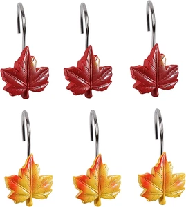 Duschvorhanghaken Ahornblatt, 12 Stück Herbst Deko Rostfrei Ringe - Bild 1 von 12