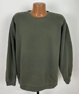 Lands End Sweatshirt Herren Large verblasst olivgrün unbedruckt Rundhalsausschnitt abgenutzt Papa - Bild 1 von 17