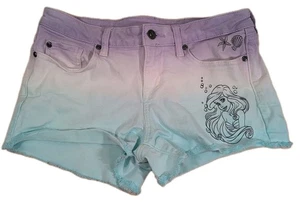 Pantalones Cortos Disney La Sirenita Ariel Dip Dye Ombré Corte Talla 9 Azul Púrpura - Imagen 1 de 7