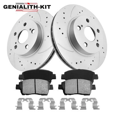 Front Drilled Rotors Ceramic Brake Pads for 2004 - 2007 2008 2009 Toyota Prius - Image 1 of 4