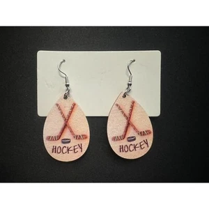 ¡NUEVOS Pendientes de Hockey Colgantes de Madera ¡Lindos y Ligeros! Estilo lágrima NHL - Imagen 1 de 3