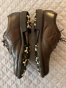 Footjoy FJ ICON Mens Golf Shoes 52161 Size 7.5 M Black/Brown Crocodile - Picture 1 of 5