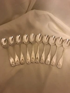 International WT Silver Plate Cube Shell  Flatware Oval Soup Spoons - Set Of 10 - Picture 1 of 5