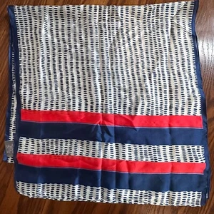Vince Camuto Kazumi Dot Blue/Red/White Oblong Scarf 18"x72" - Picture 1 of 3
