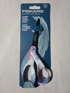 Fiskars Premier Bent Deco NonStick Scissors 8in Pink & Blue Tie Dye - Picture 1 of 9