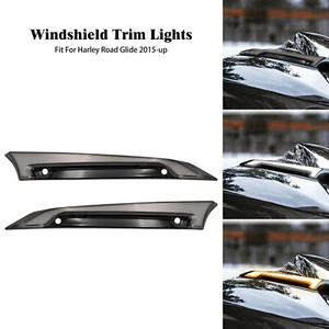 Windshield Trim LED Light Smoke Lens w/ Turn Signal For Harley Road Glide 15-23 - Picture 1 of 18