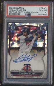 2023 BOWMAN CHROME ATOMIC /100 1ST PROSPECT PSA 10 AUTO EDOUARD JULIEN TWINS - Picture 1 of 1