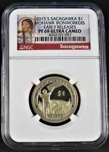 2015 S Sacagawea $1 Mohawk Ironworkers NGC PF69 Early Releases Red Label - Picture 1 of 6