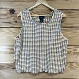 Vtg Willow Ridge Shirt Plus Size 3X Smocked Tank Top Orange Pink Green Plaid B57 - Bild 1 von 10
