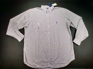 Ralph Lauren Perf. Big Tall Men's XLT Button Down Long Sleeve Navy/Purple Shirt - Picture 1 of 11