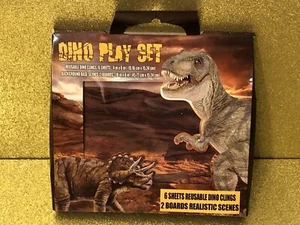 Juego de pegatinas de dinosaurios ~ 24 adhesivos reutilizables más 2 escenas de fondo ~ SIN USAR - Imagen 1 de 3