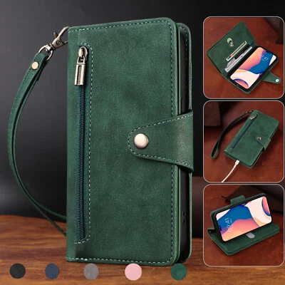 Zip Wallet Case For iPhone 17 11 12 13 Pro 14 XR 7 8 SE Leather Flip Phone Cover - Image 1 of 4