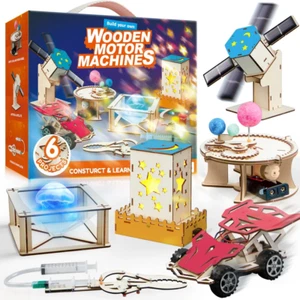 6 in 1 STEM Building Toys for Kids Wooden Craft Kits Science Model Toys for Boys - Picture 1 of 12