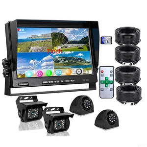 7" Quad Monitor DVR Recorder LKW Bus 4x 4Pin Rückansicht Backup CCD Kamera + 32GB - Bild 1 von 24
