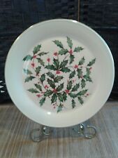 Large Vintage Lenox Holiday, Holly Leaves and Berries, Gold Trim ~Cake~Chop 12.6