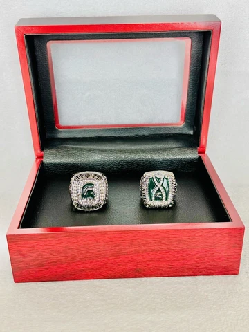 2 PCS Michigan State Spartans Championship Ring W Box, US Ship 2013/15 Cover