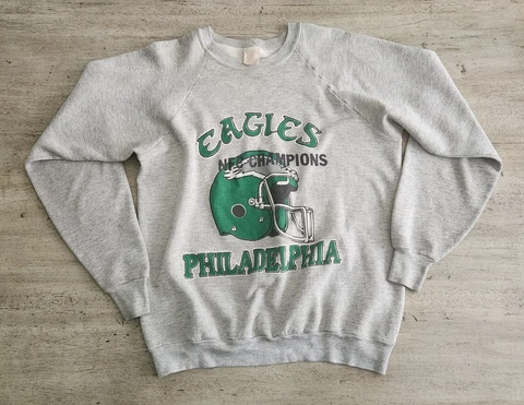 Vintage 80's Philadelphia Eagles  NFC Champions Helmet Crewneck Sweatshirt XL Cover
