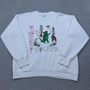 Felpa vintage Fruit of The Loom L bianca Mississippi golfista alligatore made in USA - Foto 1 di 14