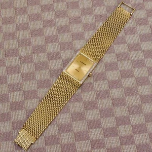 VINTAGE 14K YELLOW GOLD GENEVE QUARTZ WRISTWATCH WITH DIAMONDS (circa 1980's) - Picture 1 of 11