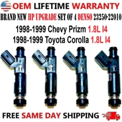 Brand NEW HP UPGRADE DENSO Set of 4 Fuel Injectors for 1998-1999 Chevy & Toyota - Image 1 of 4