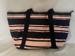 Victoria Secret Black and Pink Stripe Tote Bag - Picture 1 of 7