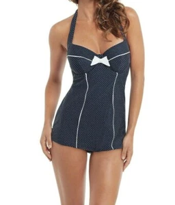 Panache Britt SW0820 Skirted Swimsuit/Swimdress Navy Spot 30D - Picture 1 of 5