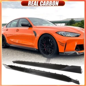 Fit For BMW G80 M3 Sedan 2021-2023 REAL CARBON Side Skirt Extension Lip Splitter - Imagen 1 de 14