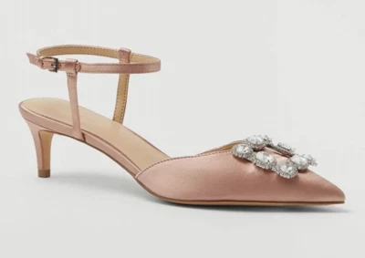 НОВЫЙ ANN TAYLOR РУМЯНА БЛЕСТЯЩИЙ КРИСТАЛЛ ПРЯЖКА АТЛАСНЫЙ КОТЕНОК КАБЛУКИ ТУФЛИ-ЛОДОЧКИ РАЗМЕР 10 - Изображение 1 из 2