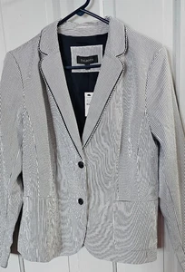 Women’s Talbots Cotton Blend 2 Button Navy Stripe Blazer Size 14 NWT - Picture 1 of 4