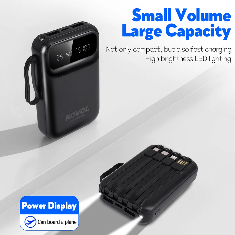 KOVOL Nuova inserzionePowerbank 20000 mAh USB-C USB-A caricatore rapido cellulare smartphone power bank nero