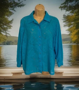 Draper’s & Damon’s Bluse blau geblümt Größe PXS Langarm Knopfleiste Baumwolle/Poly - Bild 1 von 15