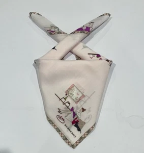BURBERRY Mini Sciarpa Fazzoletto Arte Donna Rosa Righe Cotone Tasca Quadrata19,5” - Foto 1 di 9