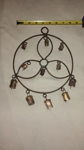 Vintage Handcrafted Wrought Iron Cow Bells WIND CHIME Farmhouse House Decor - Picture 1 of 9