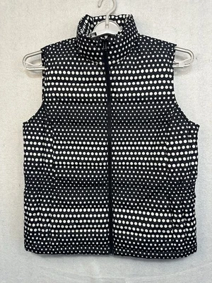Chaleco acolchado acolchado Talbots para mujer con lunares blanco y negro grande cremallera completa Foto 1 de 4