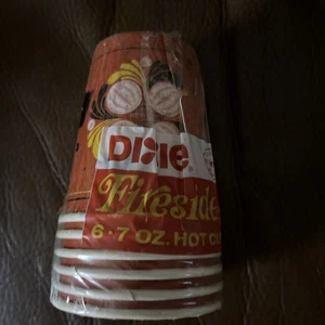 6 Vintage Dixie Cups Fireside Design 6-7 Oz Mira-Glaze Hot w handles NOS 1970 - Picture 1 of 3