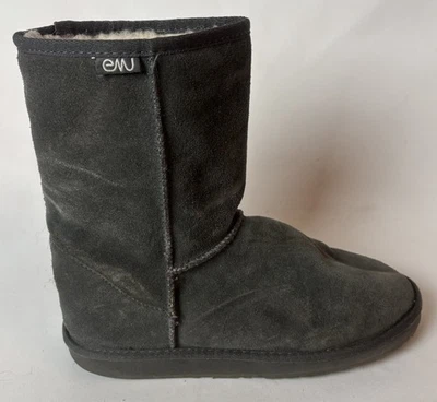 Emu Australia Bronte Lo Gray Suede Merino Wool Lined Calf High Boots Size 9 - Image 1 of 4