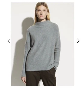 Vince $395 Boiled Cashmere Funnel Neck Sweater in Heather Patina Small - Picture 1 of 8