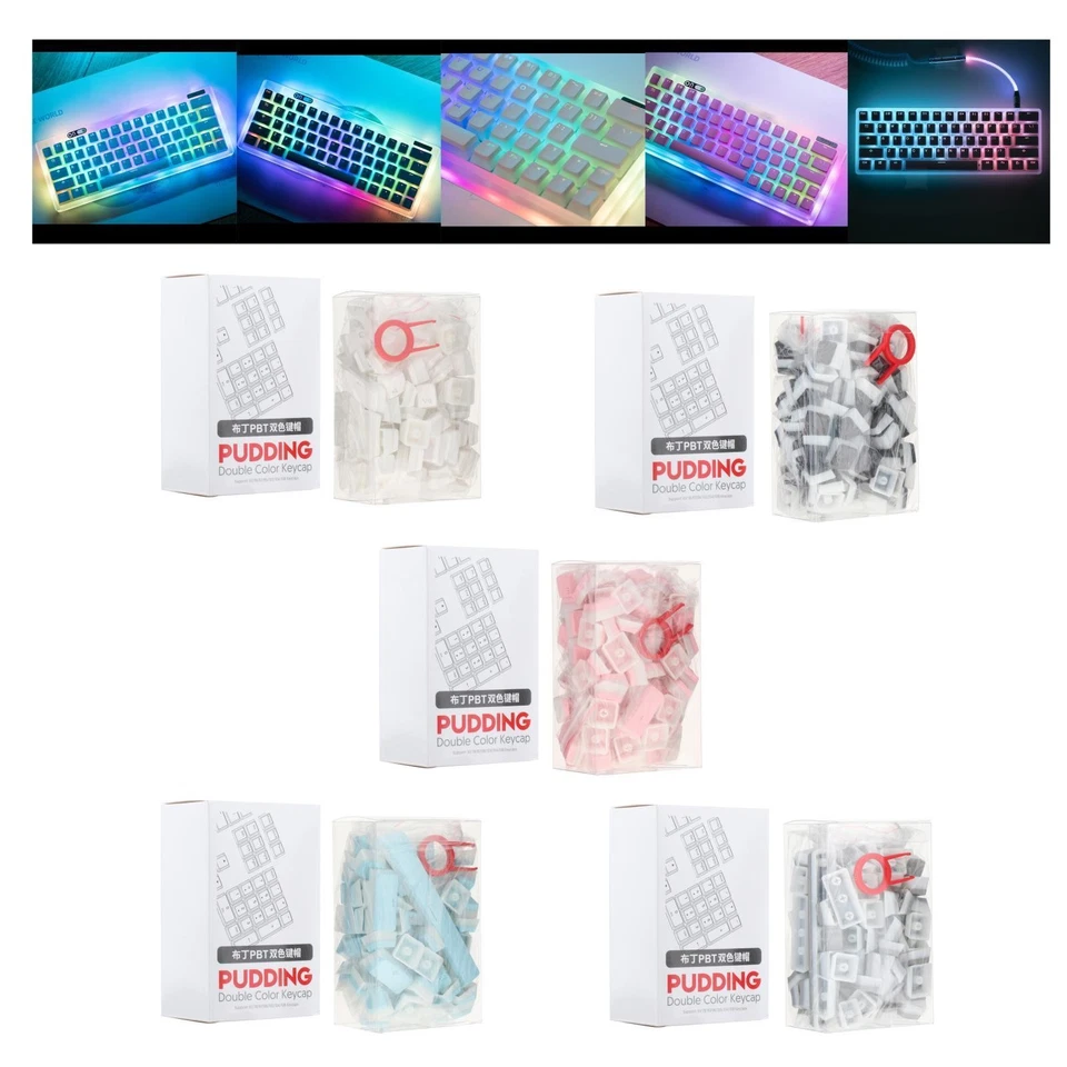PBT Pudding Keycaps Double Shot OEM Profile Backlit 121Keys Keycap Set DIY for - Image 1 of 1