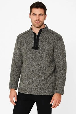 ORVIS Sherpa Lined Fleece Sweater Mens L 1/4 Zip Black Gray Hunting Fishing - Image 1 of 4