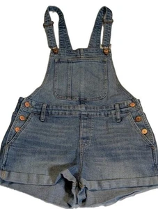 Old Navy Jeans Overall Women S San Francisco Short Pants Pockets Button Strap - Picture 1 of 16