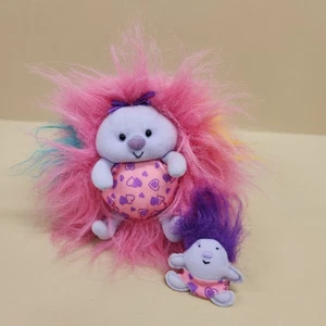 Vtg Tyco Lil Fursons Plush 6" Pink Purple Fluffy Stuffed Toy 1995 Two Babies - Picture 1 of 11