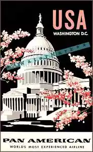 Washington DC 1950 Pan American Airline Vintage Poster Print Retro Travel Art - Picture 1 of 5