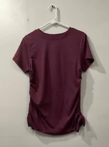 Pro Player Top Womens Medium Purple Short Sleeve Polyester Blend Ruched Side - Picture 1 of 4