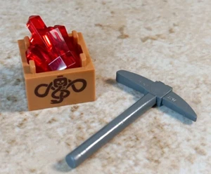 LEGO Explorer Mining Set Pickaxe Printed Skull Snake Box Container Red Gem - Picture 1 of 1