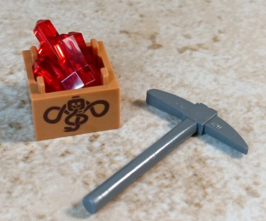 LEGO Explorer Mining Set Pickaxe Printed Skull Snake Box Container Red Gem - Image 1 of 1